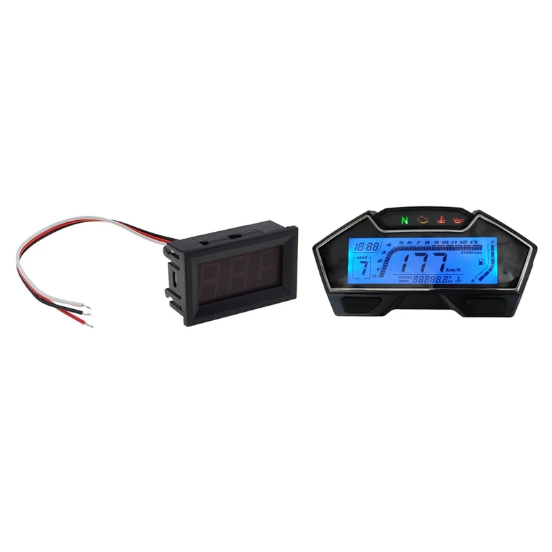 

0.56 Inch Mini Dc 0V-30V Voltmeter & 13000RPM Speedometer Odometer Tachometer Fuel Level Display Motorcycle Meter