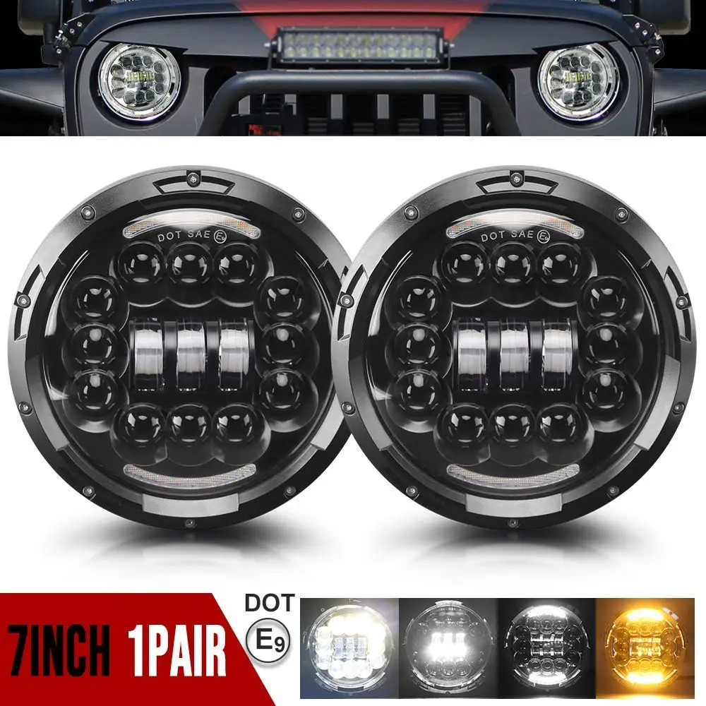 

HYNBYZJ 7" 180W LED Headlight 6D Car Led Driving Lights Hi/Lo Beam DRL White Amber 12V Led for Jeep Wrangler Hummer Lada Niva