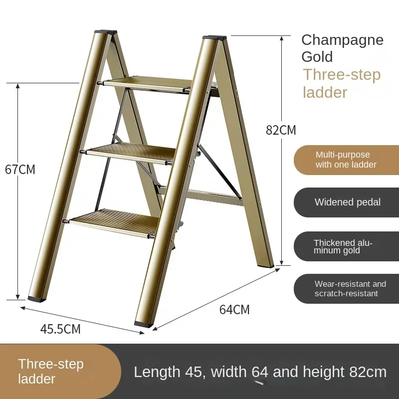 Household Stairs Thickened Aluminum Alloy Ladder High Stools Staircase Portable Compact Step Ladder Lightweight Climbing Aid