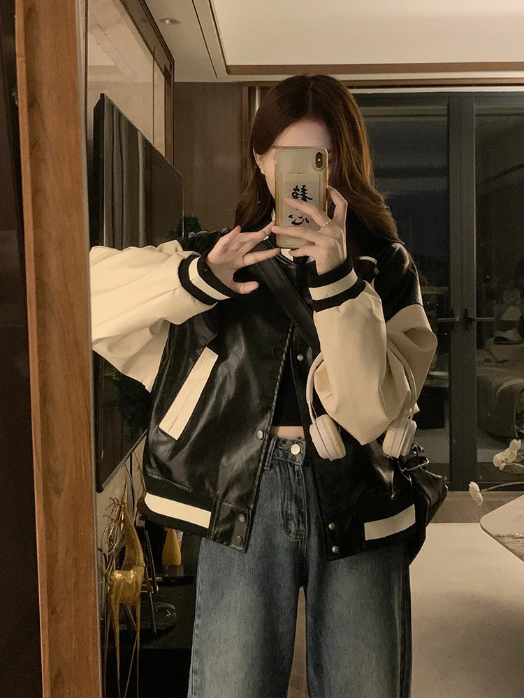 

Baseball Jackets Korean Womens Zip-Up Canvas Fishing Baggy Training Sweet Simple Cinched Harajuku Pockets Baseball-Uniform Retro