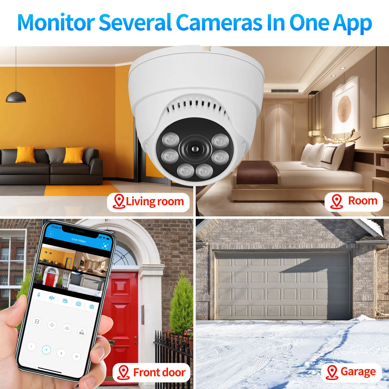 كاميرا مراقبة CCTV بزاوية واسعة ، رؤية ليلية ملونة للمنزل ، 8MP ، IP ، صوت ، داخلي ، POE ، H.265 ، 4K ، 5MP ، 4MP ، 2.8 مللي متر