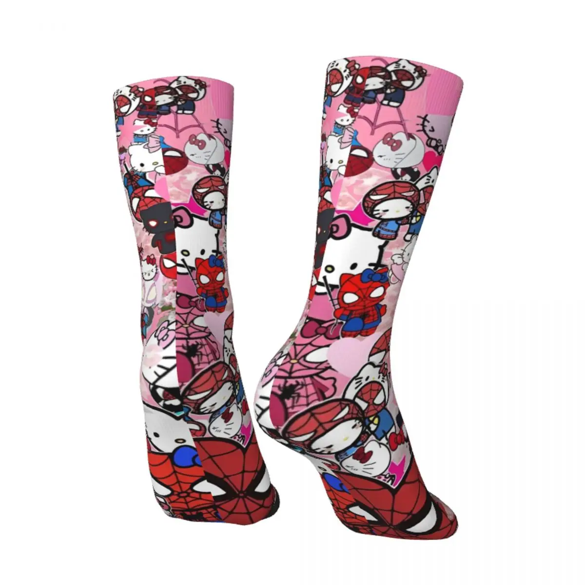 Hello Kitty Spiderman kaus kaki pria uniseks, kaus kaki mode lembut Medium olahraga lari Musim Dingin Anti selip hadiah ulang tahun