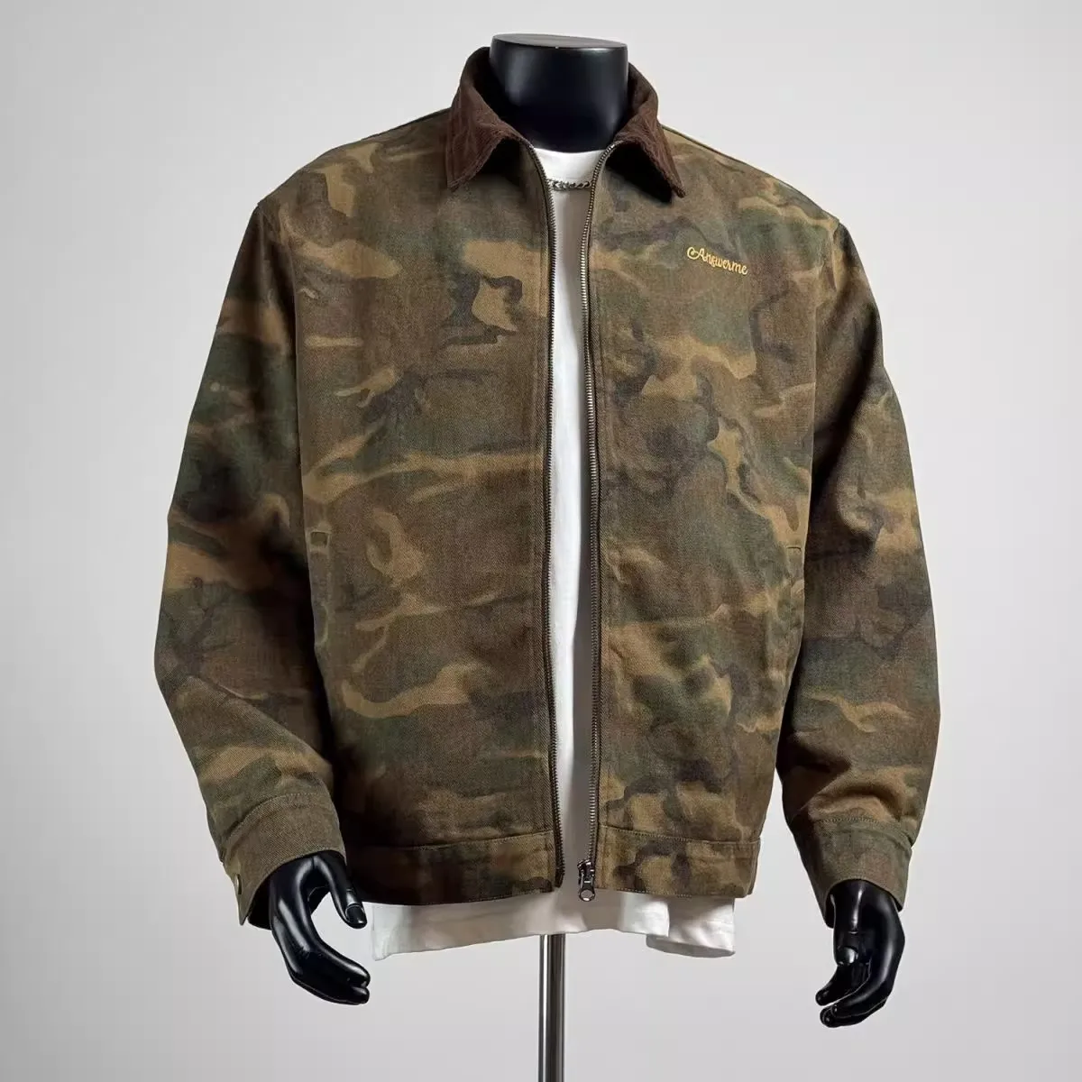 

Осень-зима, большие размеры 300, американская рабочая одежда с воротником, камуфляжная мужская куртка, повседневная универсальная свободная верхняя одежда