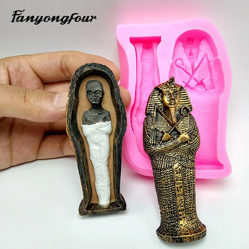 Ancient Egyptian Pharaoh Mummy Silicone Mold Fondant Cake Mold Resin Gypsum Chocolate Candle Candy Mold Free Shipping