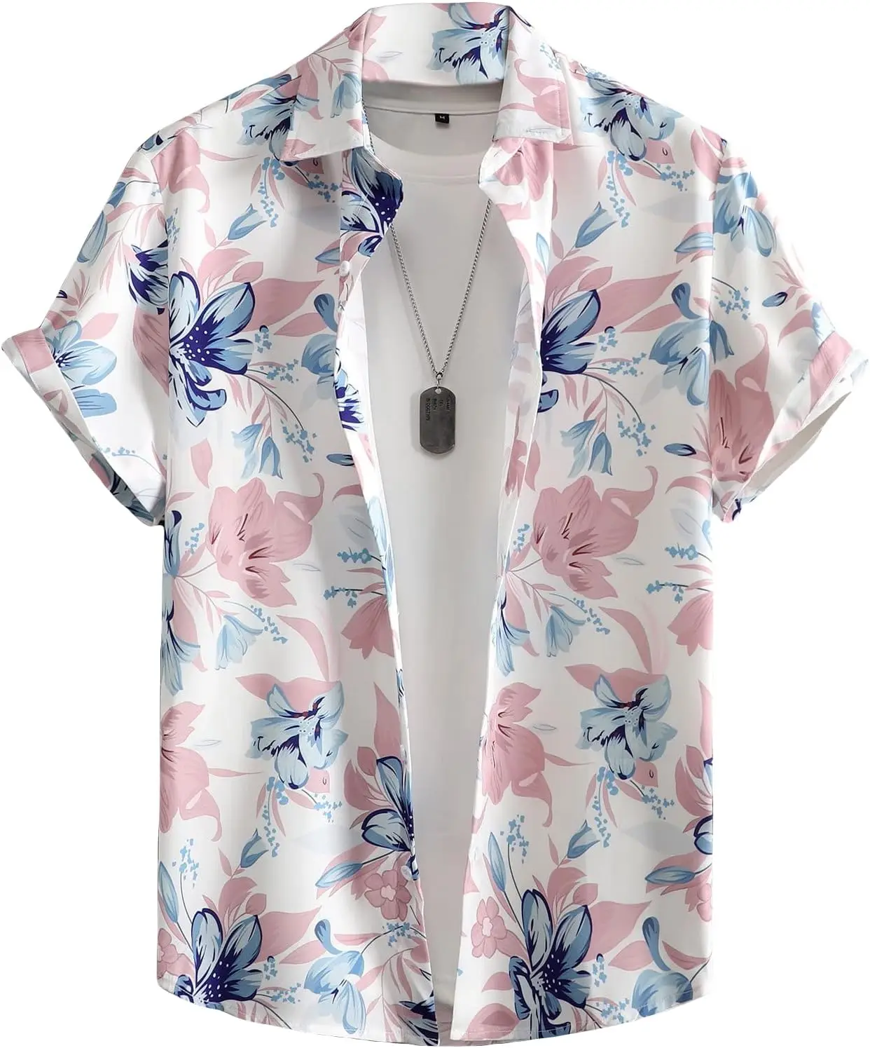 

Мужская гавайская рубашка на пуговицах с тропическим принтом и воротником с короткими рукавами