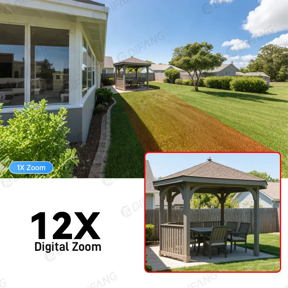 كاميرا مراقبة جديدة بتكبير 12X بأربعة شاشات بدقة 10K 20 ميجابكسل تعمل بالواي فاي 360 درجة °   كاميرا مراقبة فيديو للحماية الأمنية CCTV في الهواء الطلق