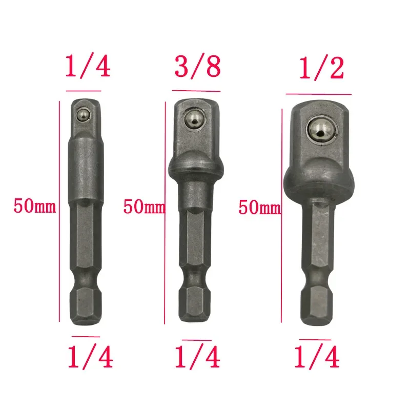 

GAOXUN Chrome Vanadium Steel Socket Adapter Seth EX Shank to 1/4 "3/8" 1/2 "Extension Drill Bits Hex Bit Set Power Tools