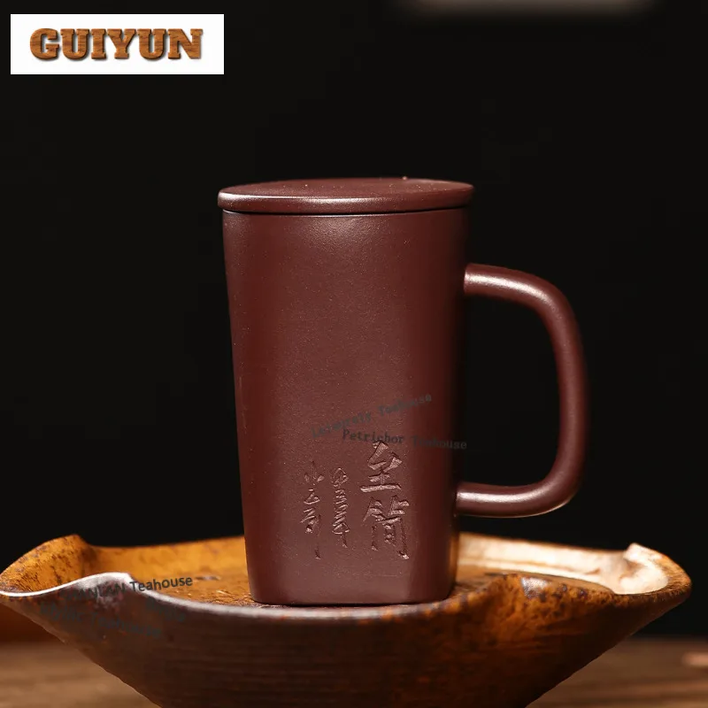 

270 мл Исинская фиолетовая глиняная кофейная кружка ручной работы, кружка для завтрака, кружка для послеобеденного чая, кружка для мастера, офисная чашка для воды, чайная посуда, коллекция, подарок