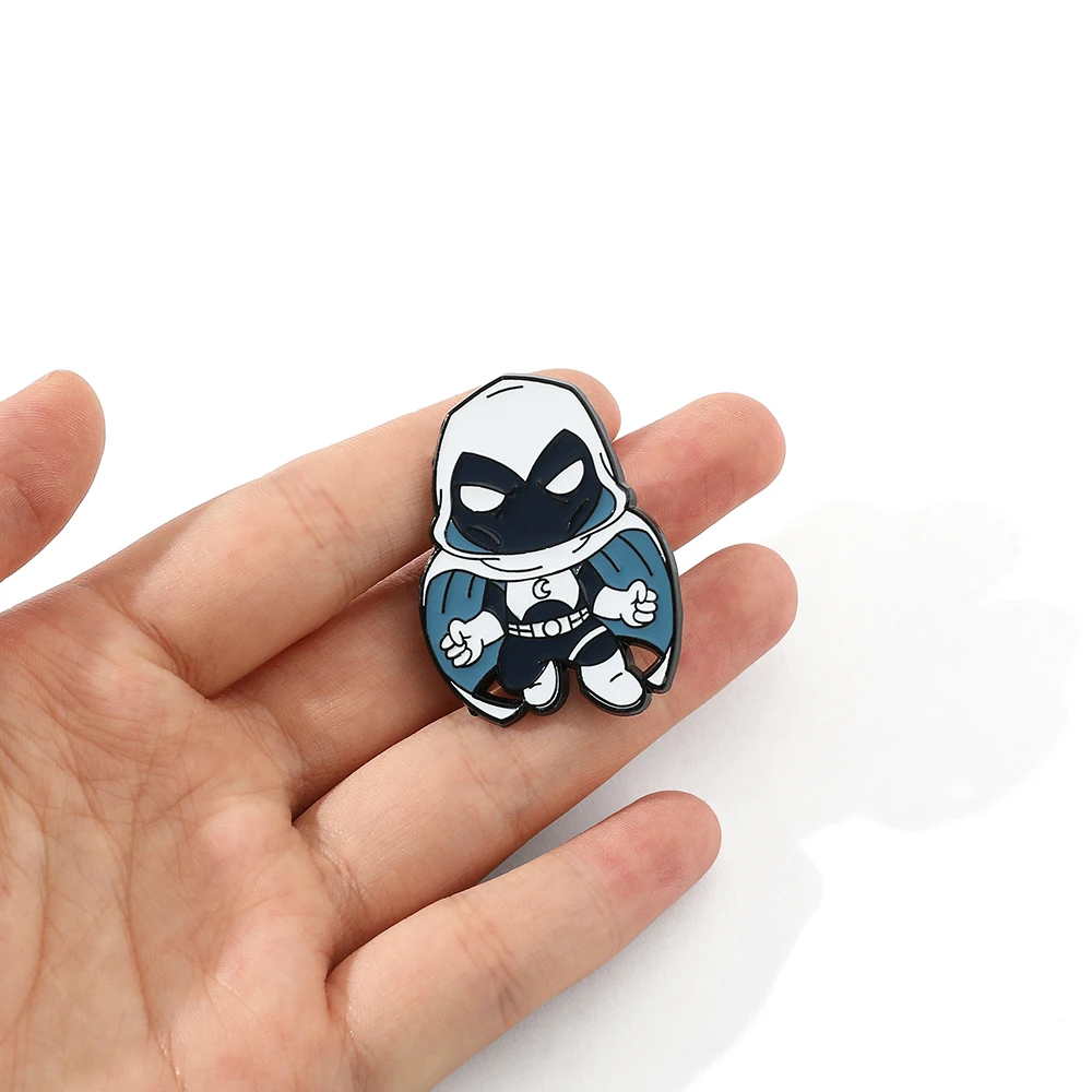 Marvel Superhero Moon Knight Badge Enamel Brooch for Clothing Backpack Pins Accessories Gifts