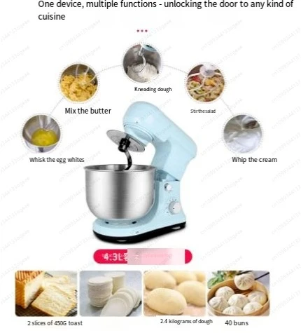 4.3L Compact Stand Mixer,Quiet Automatic Dough Kneading Machine for Home Baking,Multi-function Food Mixer for Bread/Pasta/Cake