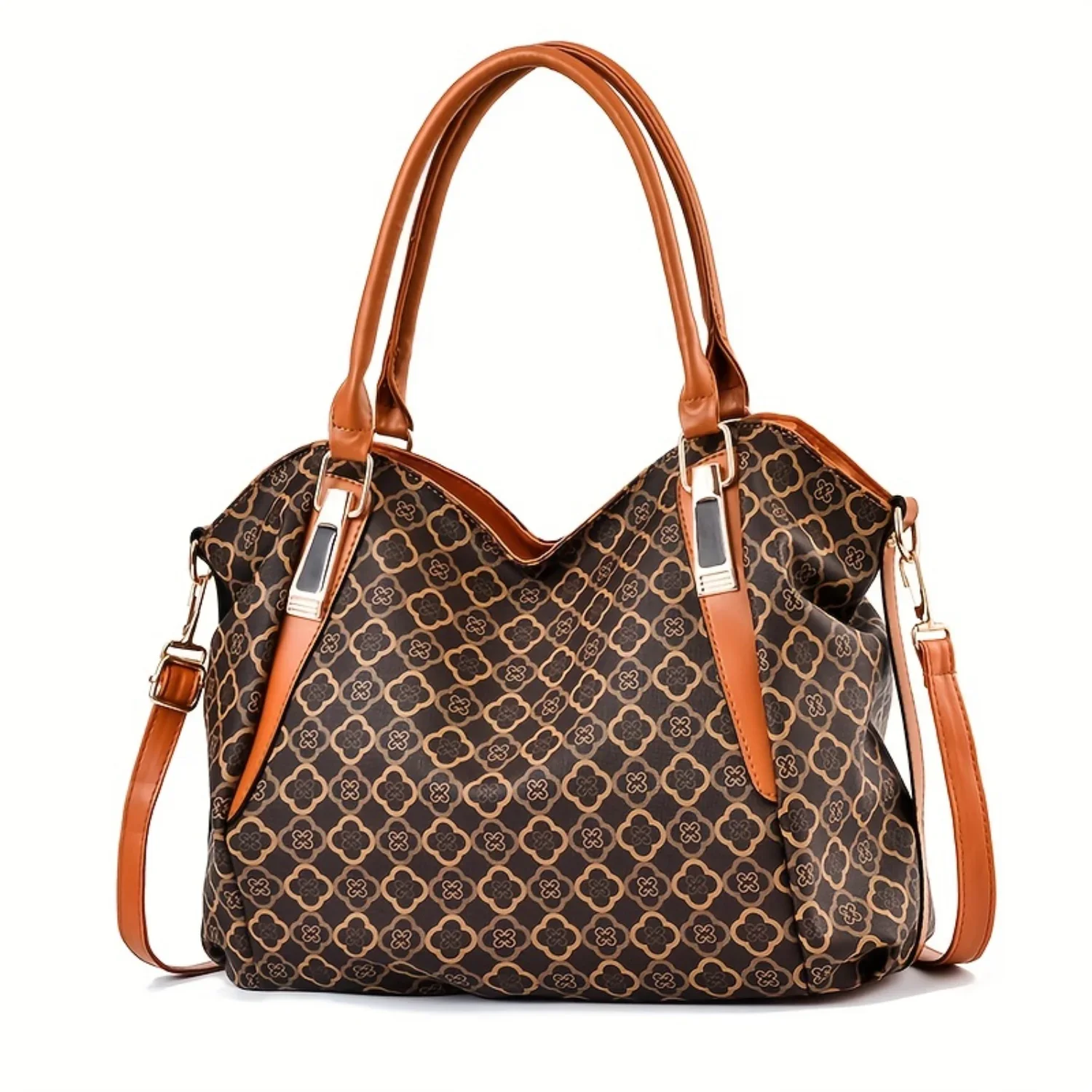 

Vintage Pattern Tote Bag, Large Capacity Shoulder Bag, Faux Leather Bag For Work