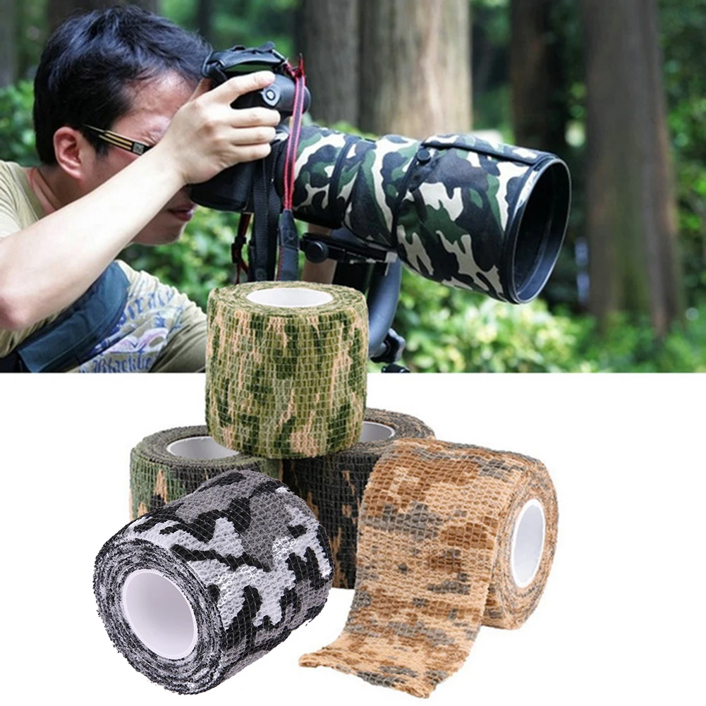 1-5pcs Outdoor Self-adhesive Camo Tape Blind Bandage Non-woven Protective Hunting Camouflage Blind Tape Waterproof Wraps