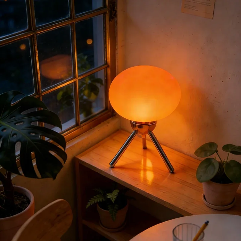 Bauhaus Nordic Ins Girls Style Glass Mushroom RGB Remote Control Table Lamp Retro Modern Bedroom Bedside Ambient Decor Light