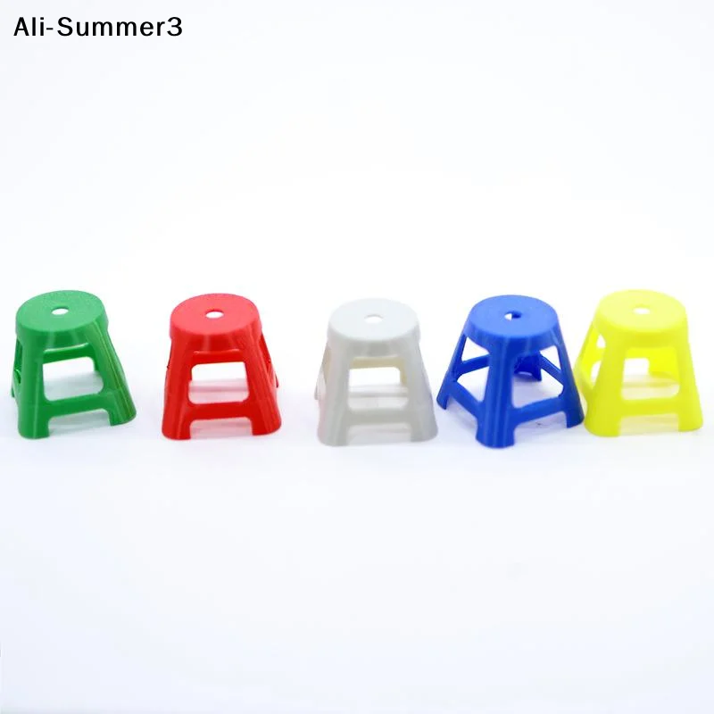 5Pcs Simulation Mini Plastic Stools Small Chairs Model 1/12 Dollhouse Furniture Set Dolls House Decor Pretend Play Toy For Kids