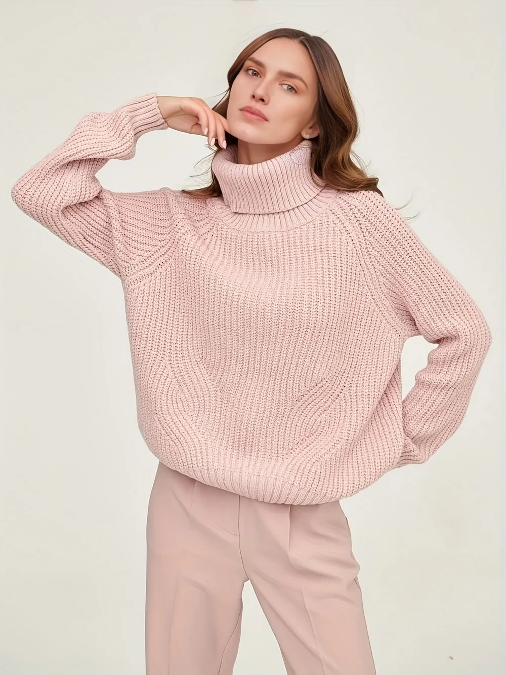 Wixra Women Sweater Long Sleeve Autumn Winter Spring Basic Pullover Femme Solid Loose Jumper Knitting Clothes