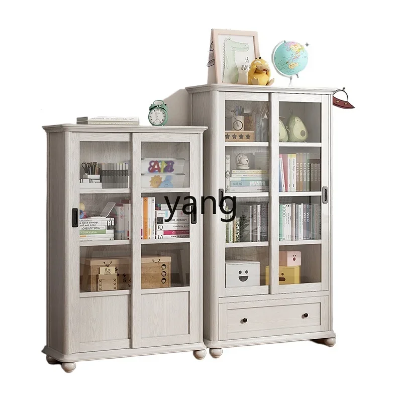 

LTT sliding door shelf floor-to-ceiling living room solid wood bookshelf integrated wall locker