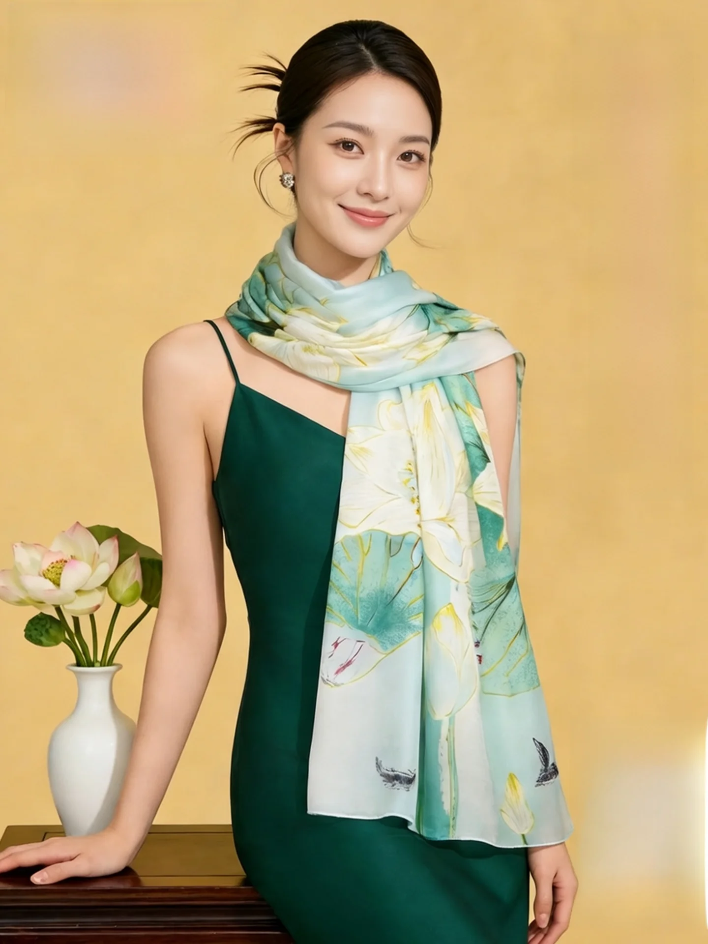 elegant-silk-scarf-women's-silk-shawl-mom-style-hangzhou-silk-pashmina-shanghai-specialty-luxury-feel-chinese-style