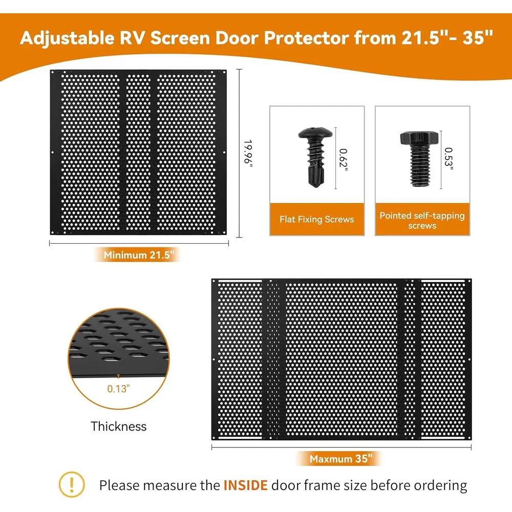 واقي باب شاشة RV يضبط من 21.5 بوصة - 35 بوصة، شبكة باب دخول RV، مدافع شاشة قابل للتعديل لشاشة تخييم باب RV
