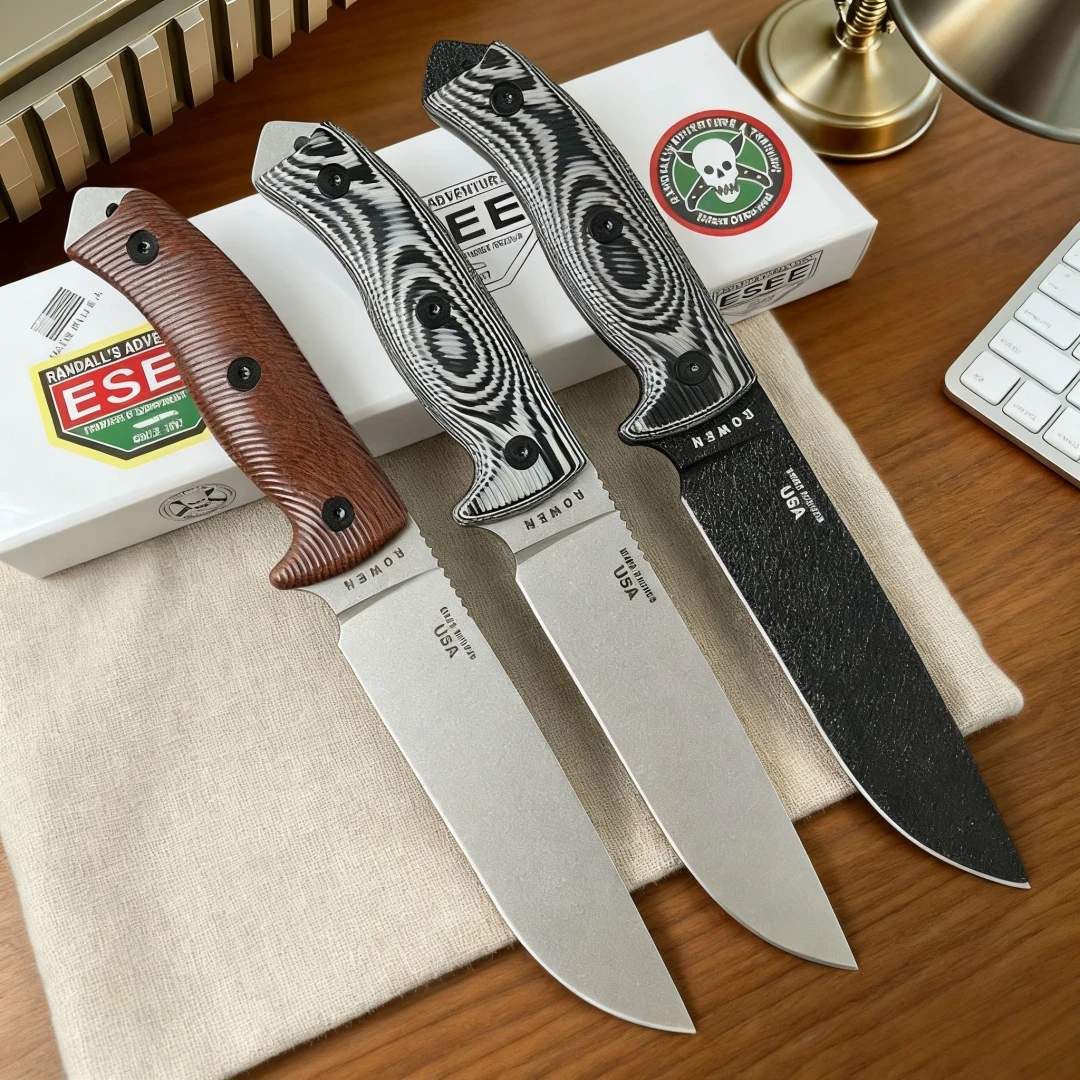 

ESEE6- 1095 carbon steel outdoor camping travel knife with linen handle, emergency rescue tool for mountain climbing and fishing