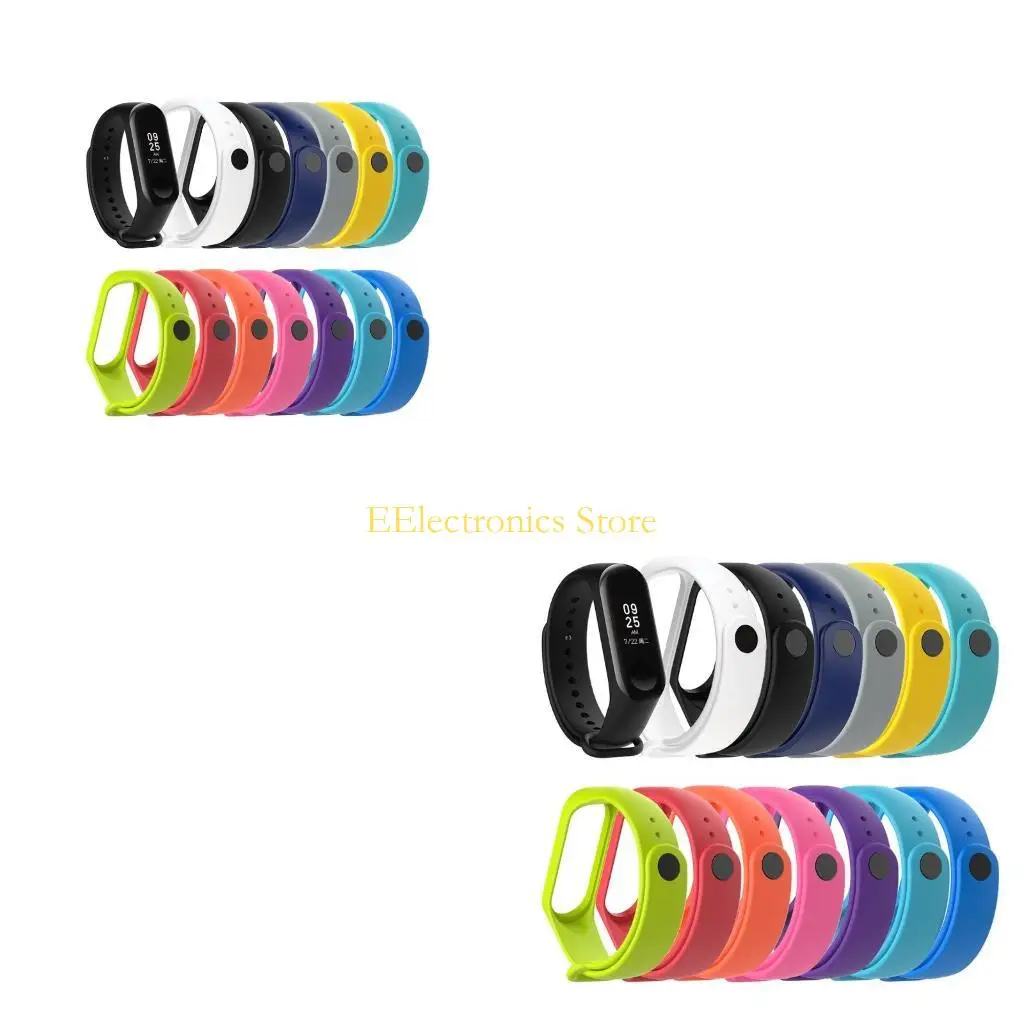 B03C Fit for  Mi Band 3 4 Durable Sweatproof Bracelet Adjustable Watch Silicone Replacement Bands Smartwatch Straps
