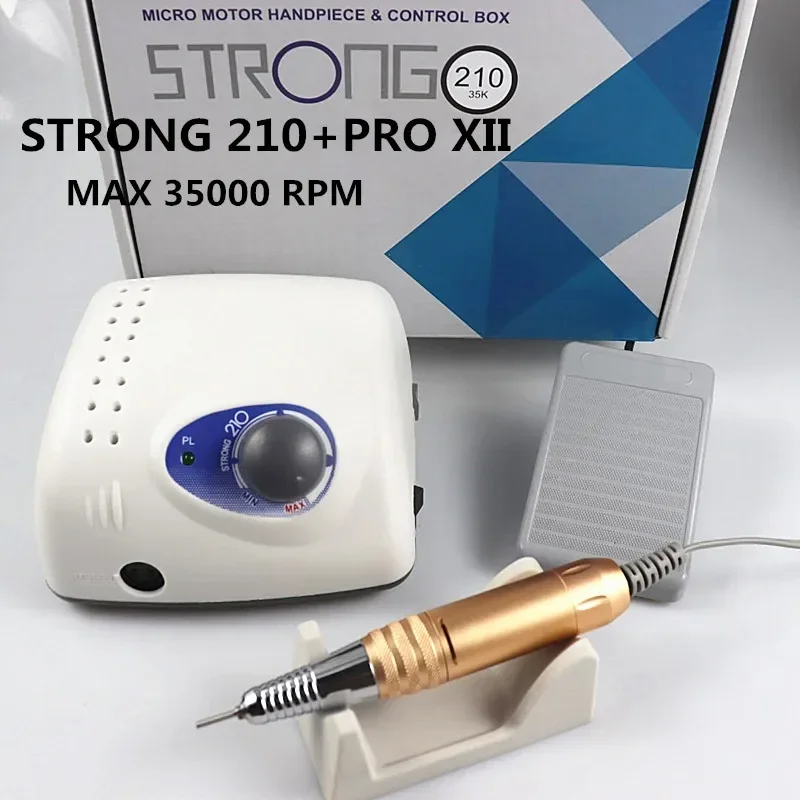 Strong 210 PRO XII Nail Drill 65W 35000 Machine Cutters Manicure Electric Nail Drill Milling Manicure Machine Polish Nail File