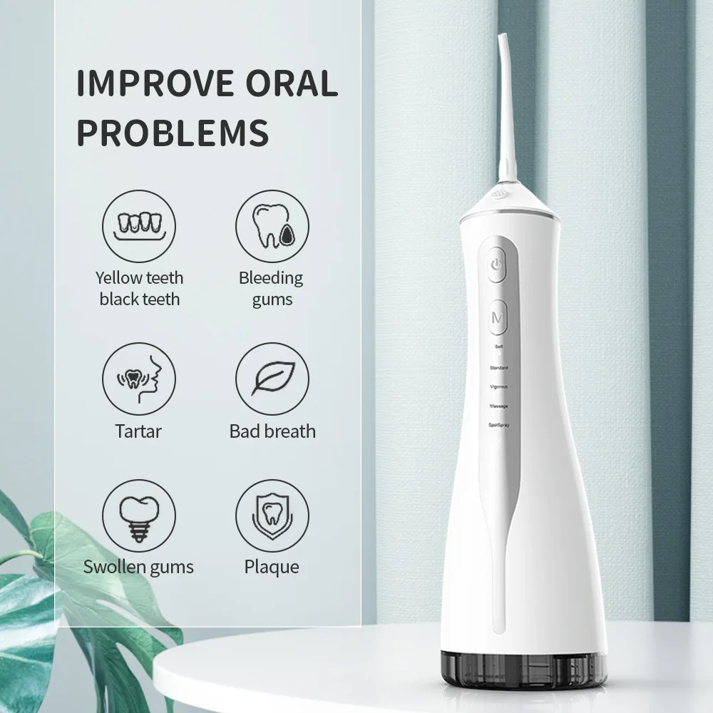 Oral Irrigator Dental Teeth Whitening Home Appliance Sonic Water Flosser 220ML Tank Teeth Cleaner Dental Water Jet