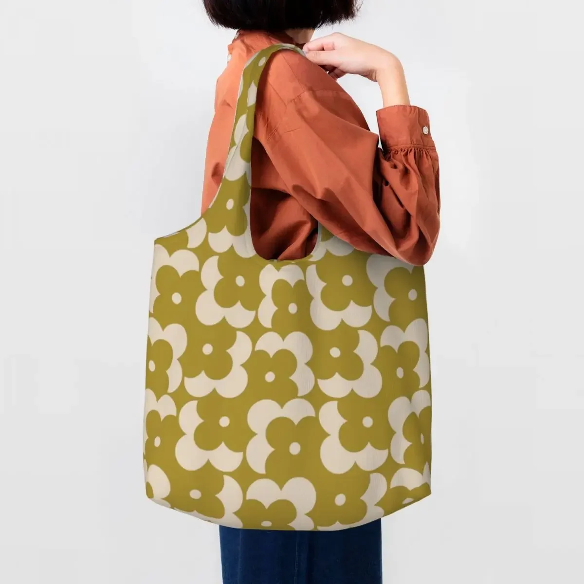 Custom Kawaii Print Orla Kiely Prints Shadow Dot Olive Flower Tote Shopping Bag Portable Canvas Shopper Shoulder Handbag Handbag