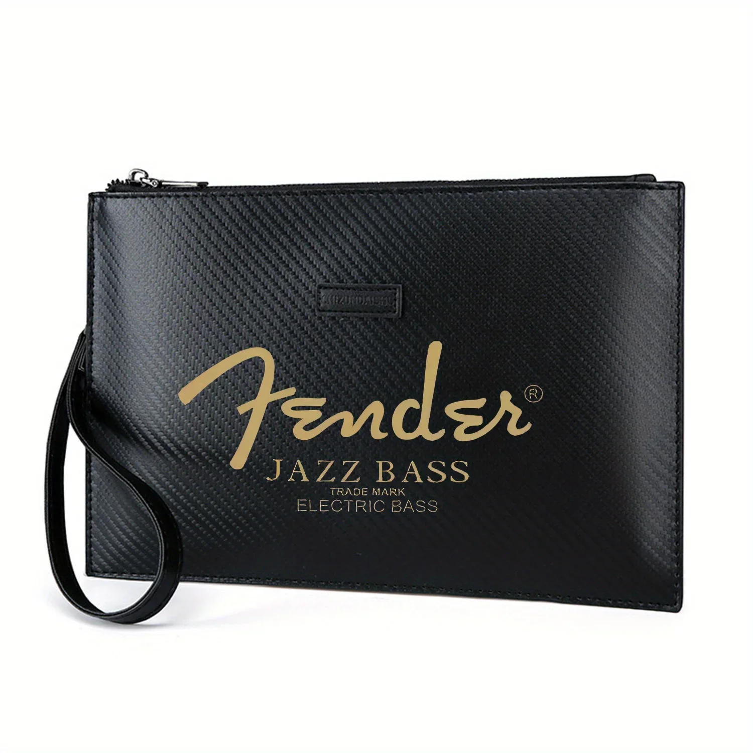 Fender Jazz Bass logo música eléctrica elegante impreso PU bolso de hombre moderno y práctico para llevar todos los días