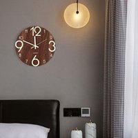 CYCLI-2X Luminous Wall Clock,12 Inch Wooden Silent Non-Ticking Kitchen Wall Clocks With Night Lights