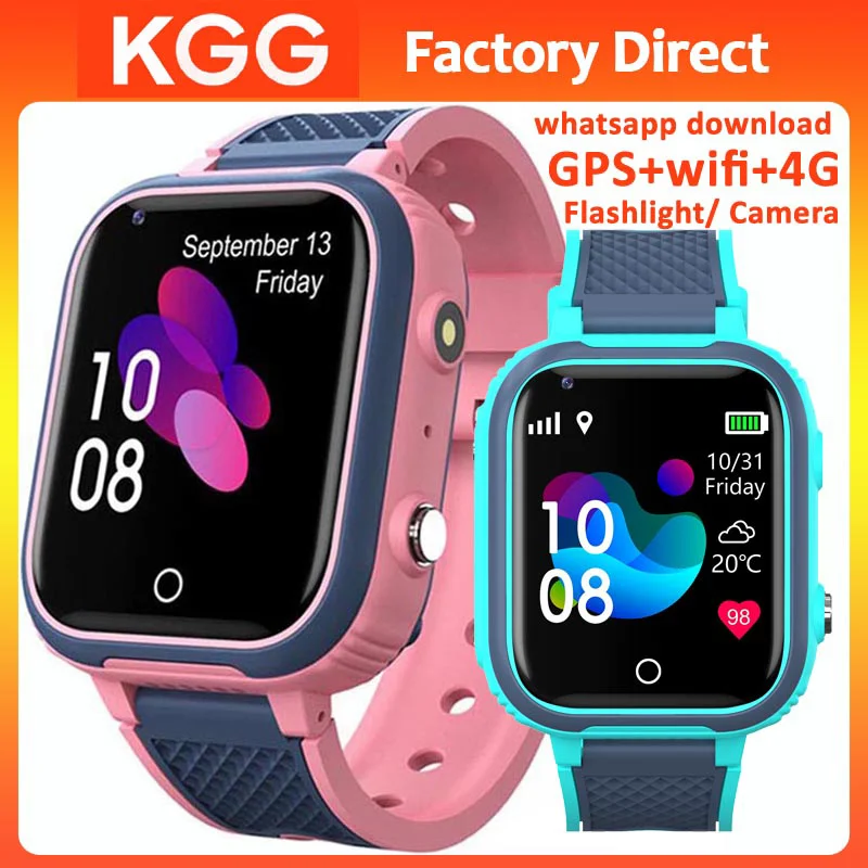 

4G Kids Smart Watch Phone GPS Location HD Video Call SOS Call Back IP67 Waterproof Camera Whatsapp Download WIFI Smart Clock