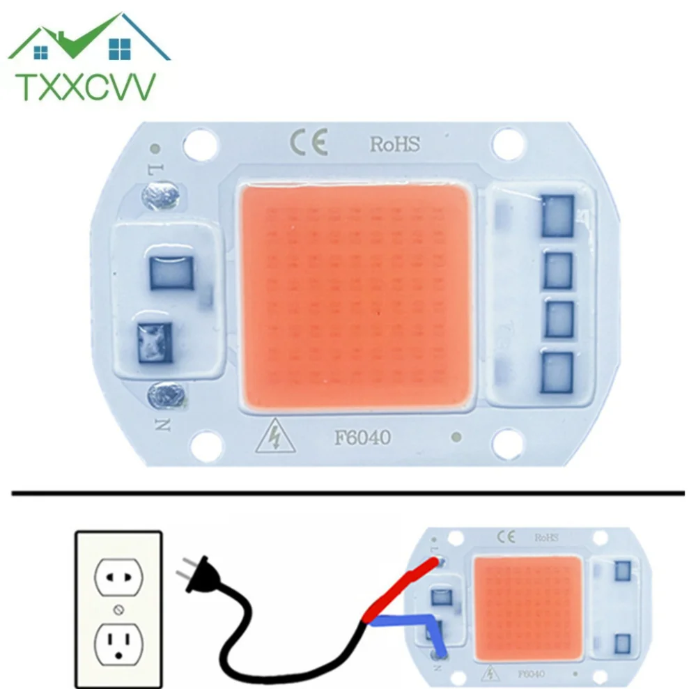 

220V LED lamp Chip 20W 30W 50W COB Chip No Need Driver LED Lamp Beads for Light Spotlight full spectrum DIY flower Lighting