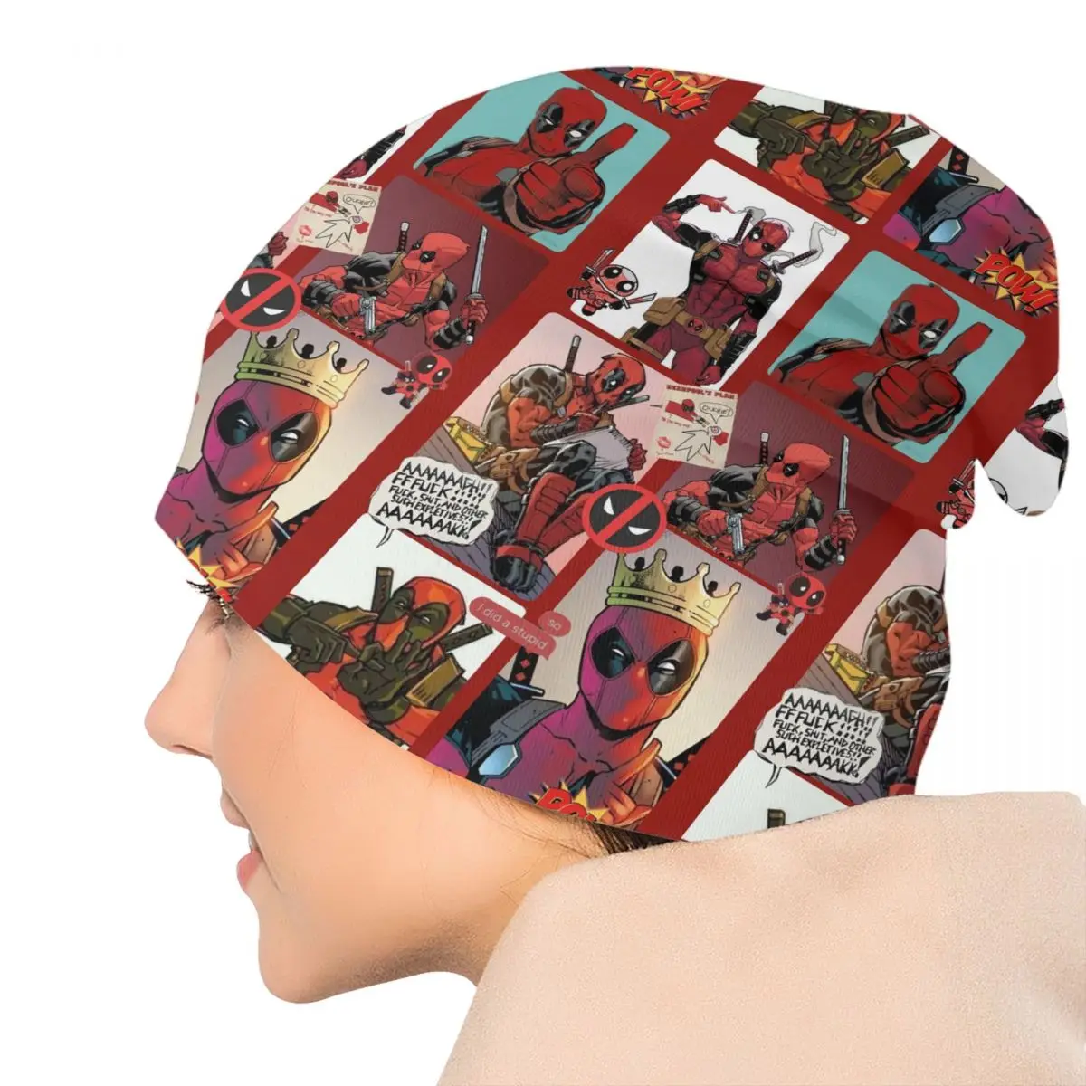 خلفية مخصصة ديدبول Skullies Beanies قبعات الرجال النساء للجنسين الاتجاه شتاء دافئ محبوك قبعة الكبار بونيه القبعات