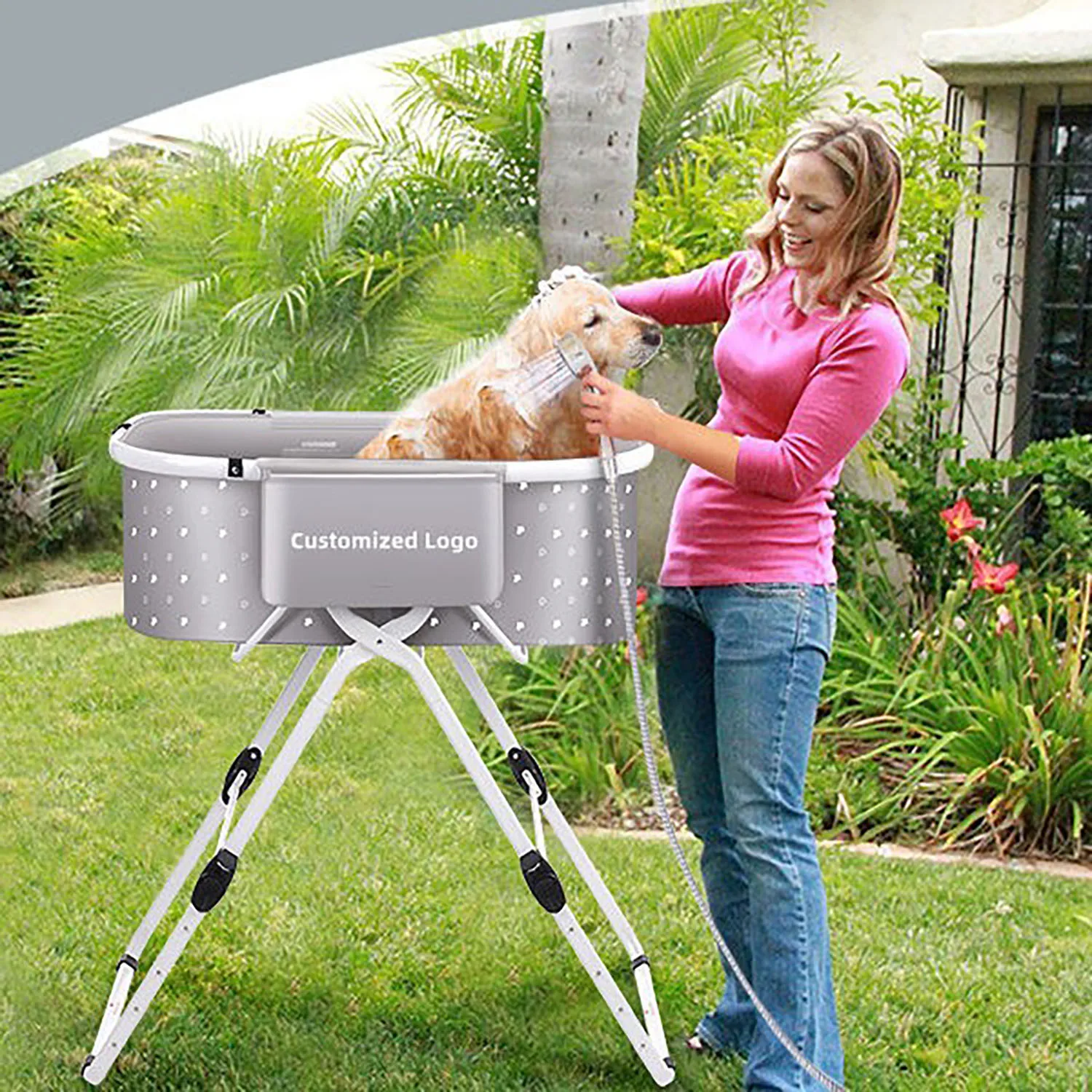 

Pet bath tub, shower basin, adjustable height, foldable dog bath pool, shower rack