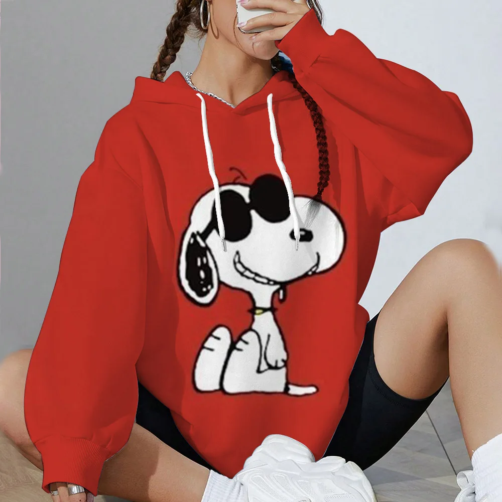 2026 سنوبي مطبوعة هوديي المرأة قميص رياضي شتوي الأساسية فضفاض هوديي ملابس جيب عادية