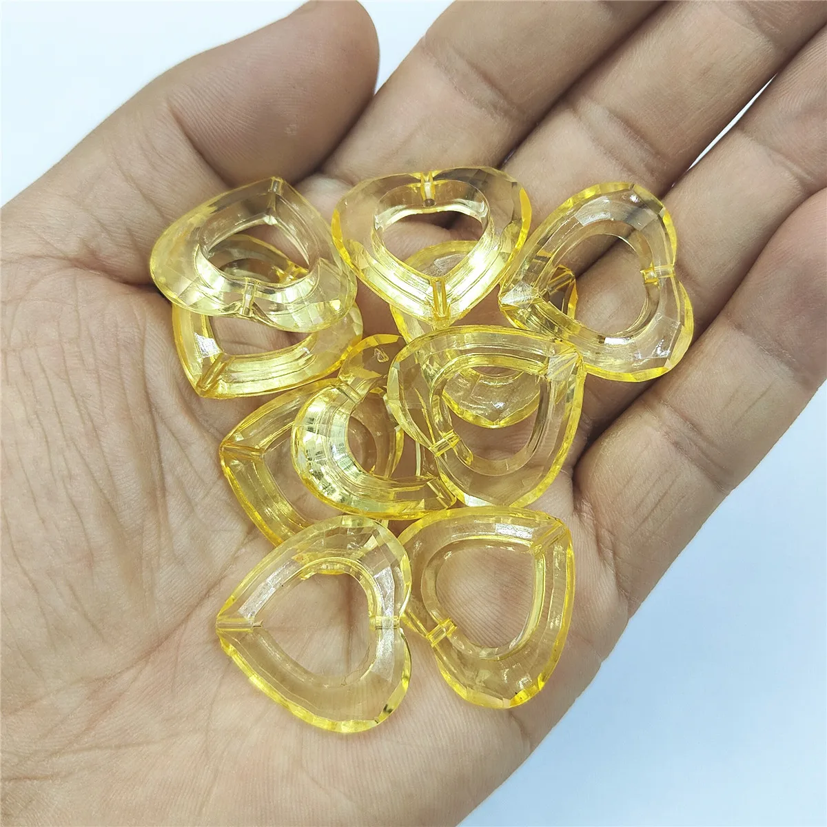 10pcs/set 24mm*26mm Big Transparent Candy Color Hollow Acrylic Heart Pendant For DIY Keychain Jewelry Making Accessories