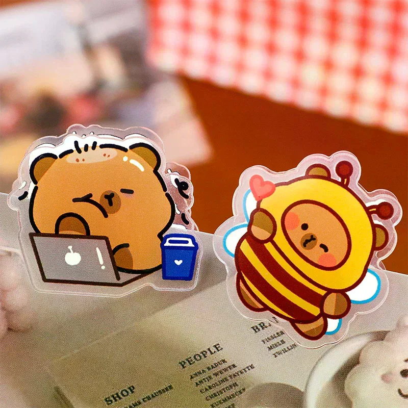 

4pcs Cute Capybara Pp Clip Memo Clip Test Paper Folder Multifunctional Paper Profile Tidy Up Document Clip School Supplies
