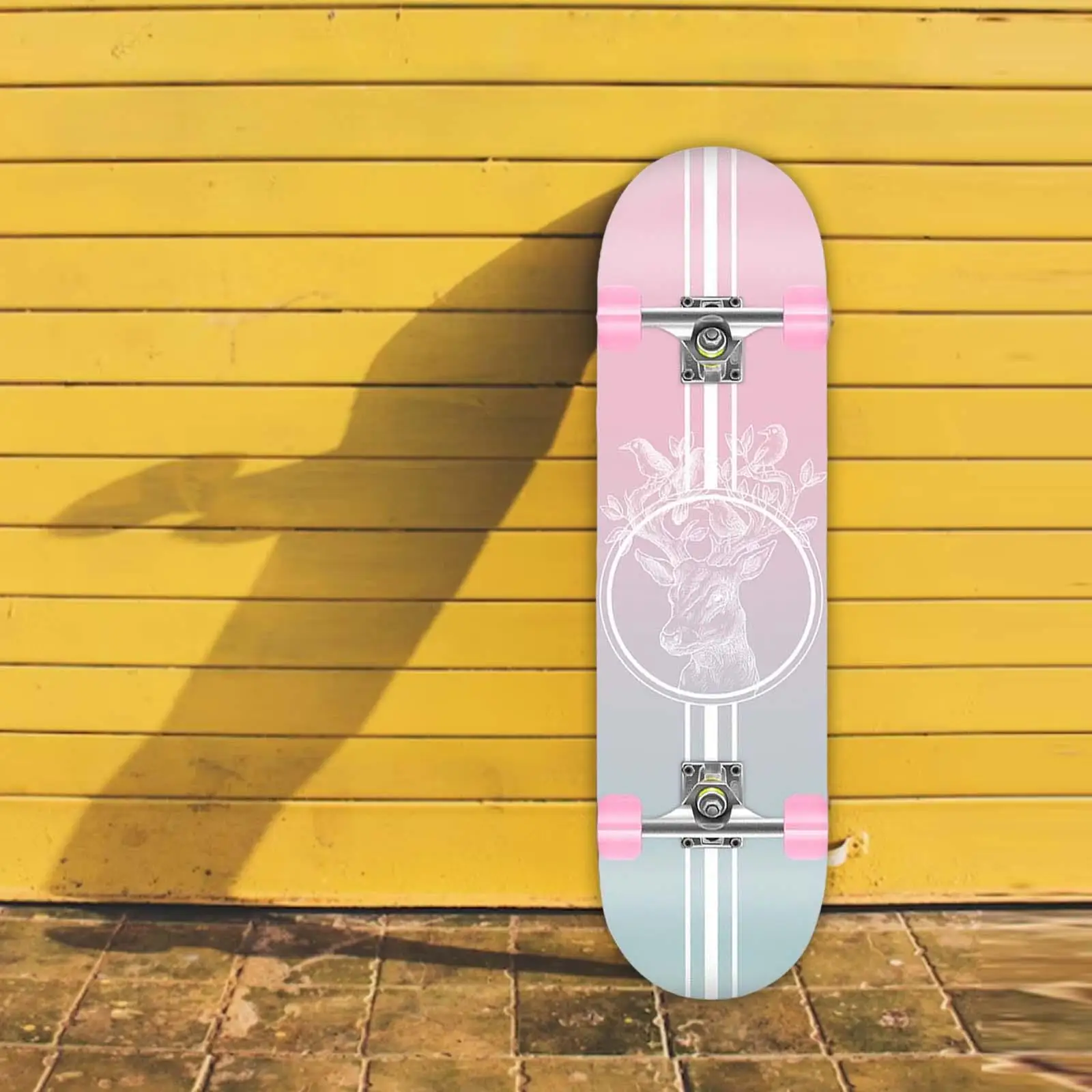 Planche à roulettes double coup muette pour débutants, longboard pour femmes et hommes