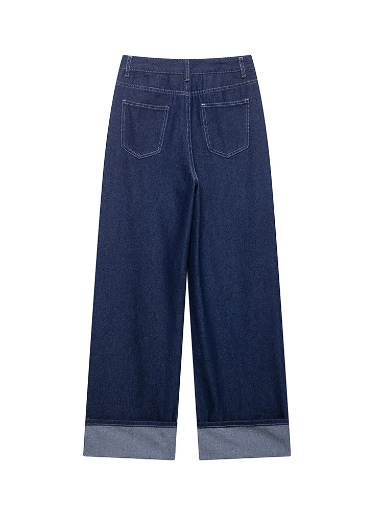 

KUCLUT Women Fashion Denim Blue Front Zipper Straight Pants Jeans Vintage High Waist Full Length Female Chic Lady Trousers