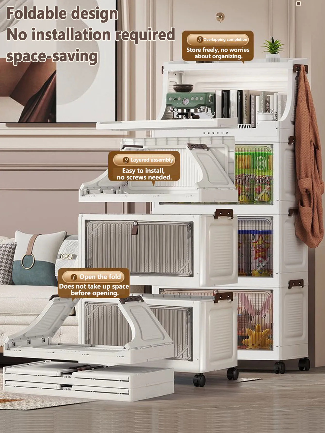 Foldable Children's Wardrobe Storage Cabinet Large Capacity Simple Baby Bedroom Multi-Cabinet Living Room Organizer