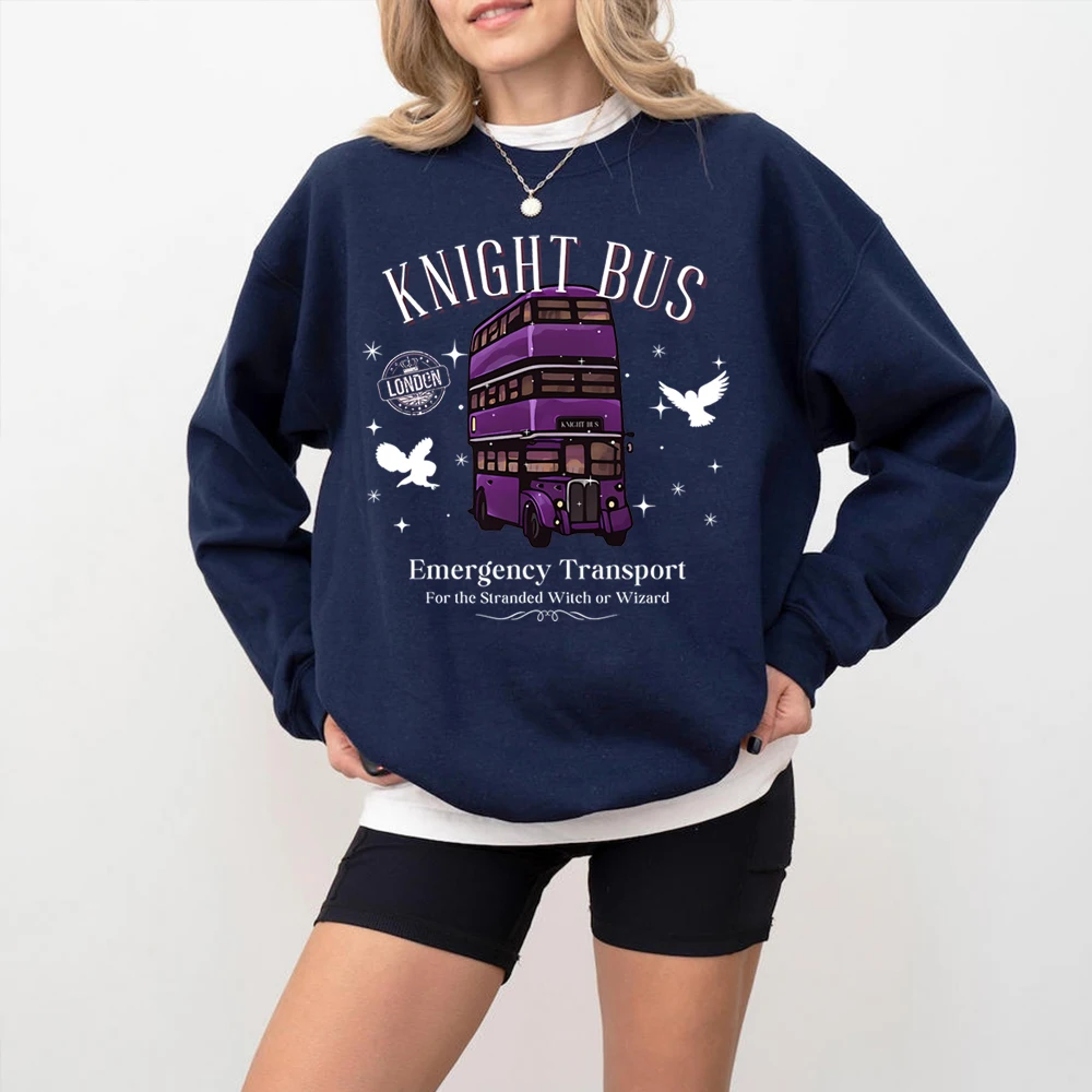 Knight Bus Sweatshirt Magical Fantasy Book Shirt Subtle Booklover Dark Magic Fandom Merch Wizard School Vintage Sweatshirts Gift