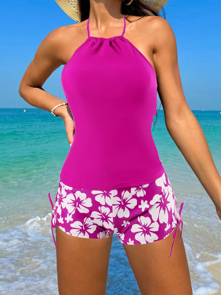 Beachwear Tankini Swimwear Women 2024 Bikini Set Woman Swimsuit Two-Piece Sleeveless Backless Bathing Suit Monokini Beach Shorts