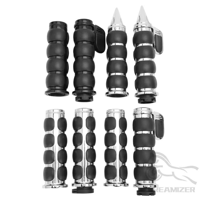 Punhos de mão almofadados com acelerador, 4 anéis, Harley, Honda, Kawasaki, Suzuki, Yamaha, motos, Cruiser, helicóptero, personalizado, 1 par, 25mm,