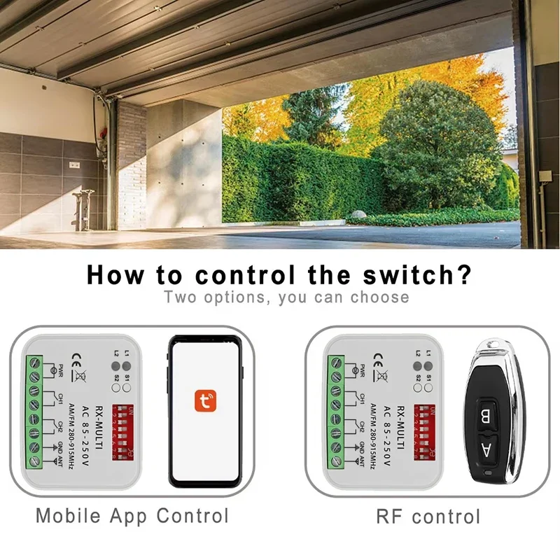AC DC 9-30V 85-250V Universal Tuya WIFI Garage Door Opener Controller APP & Remote Control Intelligent Switch Module Relay