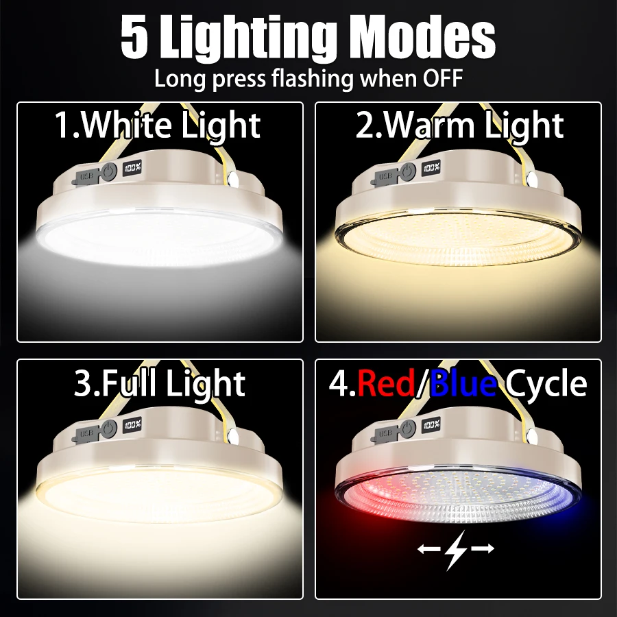 10400MAH Solar LED Camping Light Multifunctional Usb Rechargeable Lights Lantern for Outdoor Night Fishing Emergency Lamp Torch