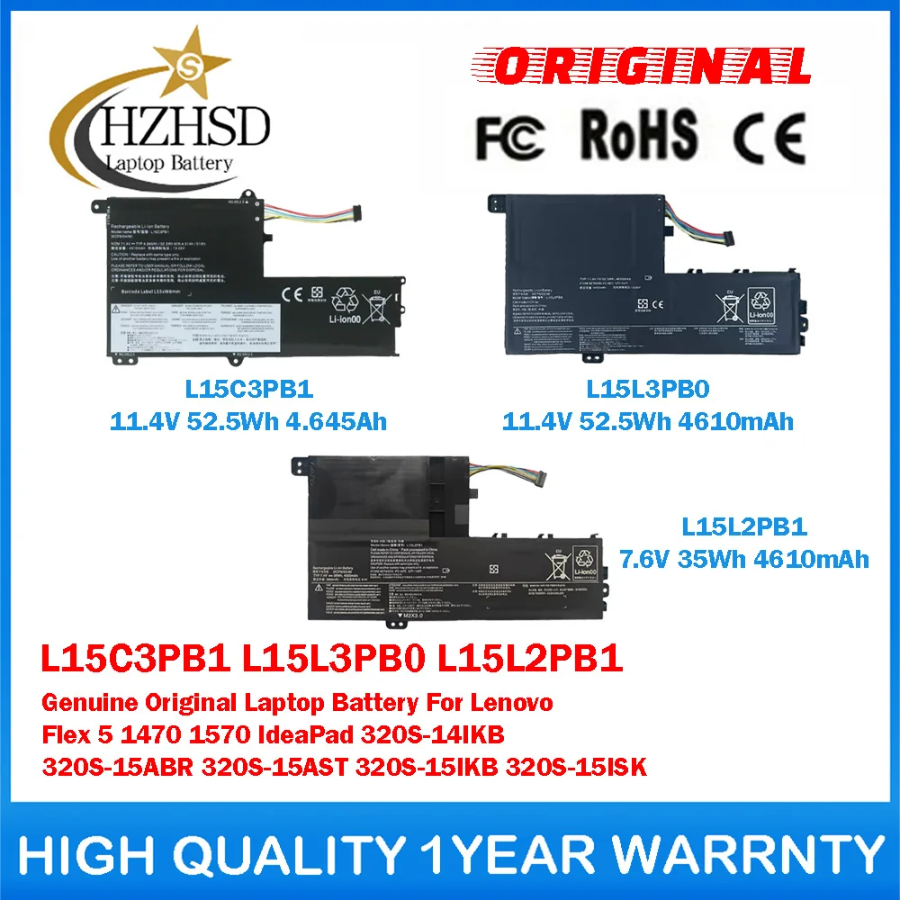 

L15C3PB1 L15L3PB0 L15L2PB1 Genuine Original Laptop Battery For Lenovo Flex 5 1470 1570 IdeaPad 320S-14IKB 320S-15ABR 320S-15AST