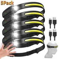 1PC Rechargeable COB Induction Fishing Headlight, Super Bright LED Flashlight Built-in Battery, USB Rechargeable Headlamp ﻿Torch