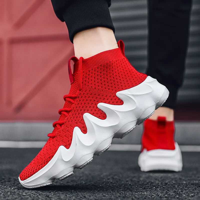 

Coconut shoes new fashion flying knitting fashion shoes boys 46 large breathable high top socks mouth sports shoes