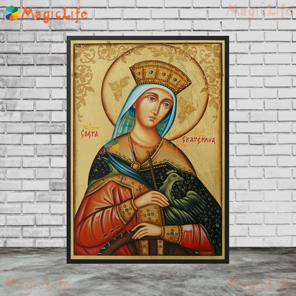 St Catherine of the Wheel St Catherine of Alexandria Orthodox Wall Pictures For Church Poster Wall Art Canvas Painting Unframed