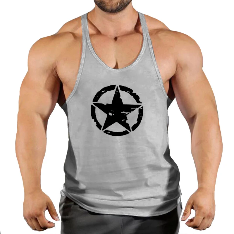 New Arrivals Bodybuilding stringer tank top Captain Cotton Gym sleeveless men Fitness Vest Singlet sportswear workout tanktop