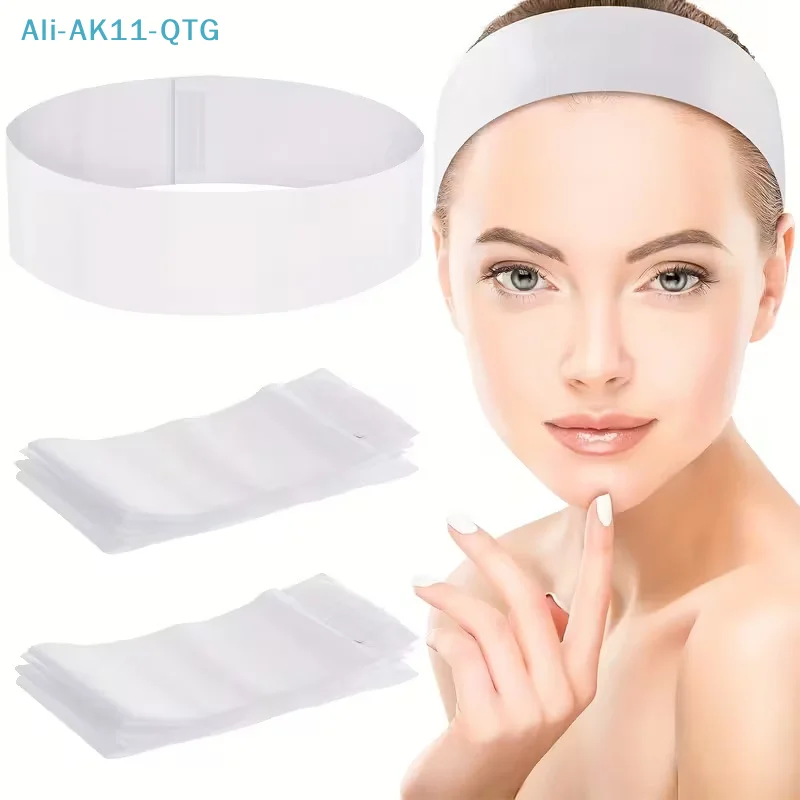 

10/50/100pcs Disposable Headbands Spa Salon Facial Headband Black White Pink Elastic Adjustable Magic Tape Skincare Accessory